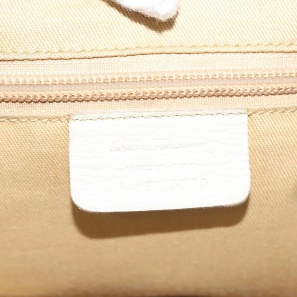 Salvatore Ferragamo Gancini Tote Bag Leather Beige Silver Auth - Picture 14 of 16